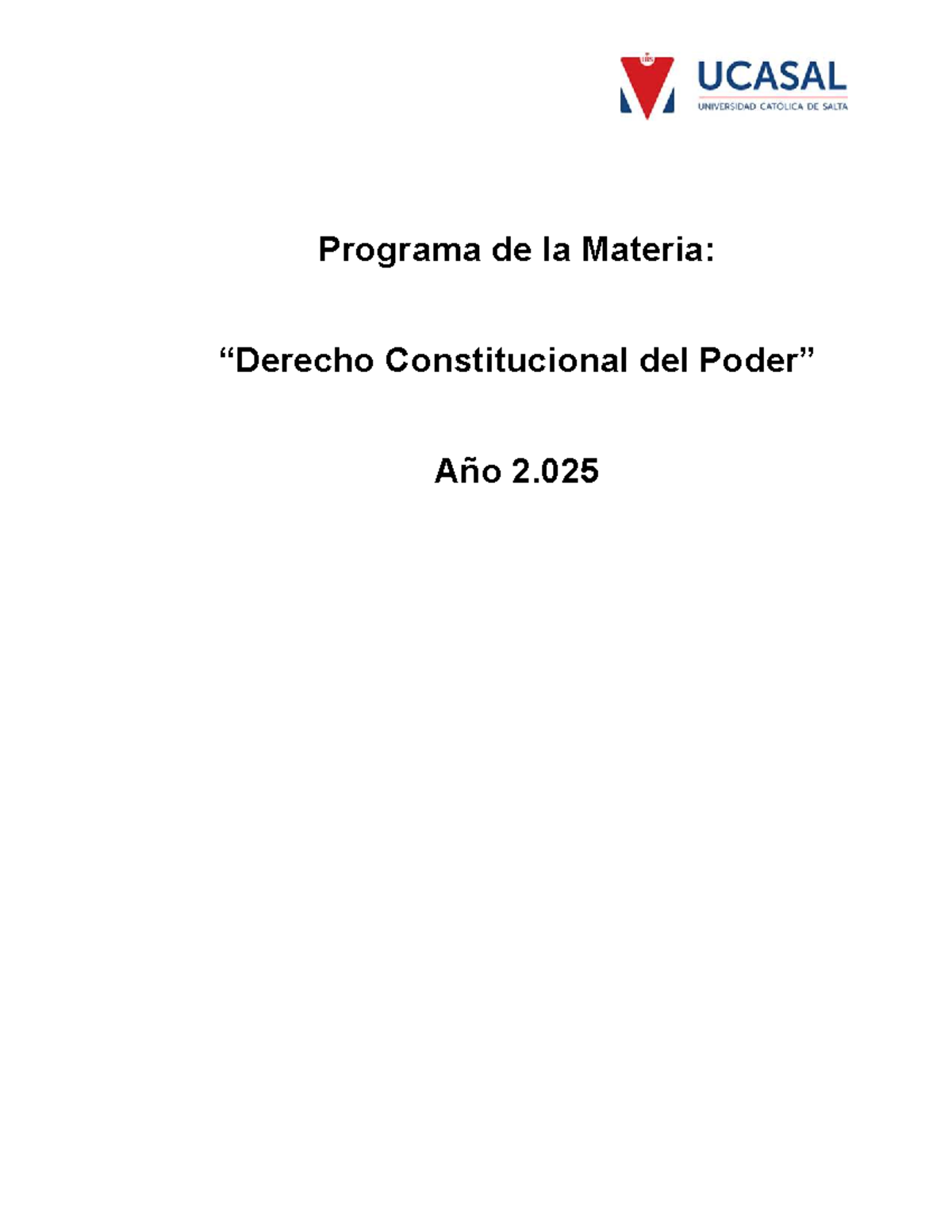 Programa de la Materia: Derecho Constitucional (DCP 2025) - Studocu