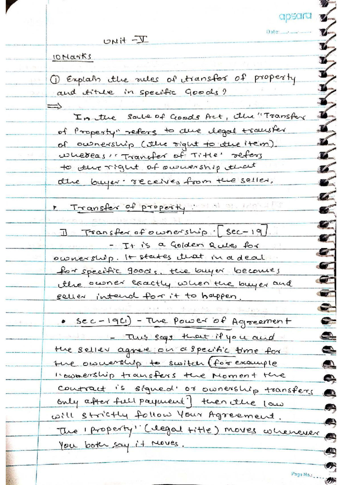 Contract II Unit 5 - Detailed Q&A on Transfer of Property and Title ...