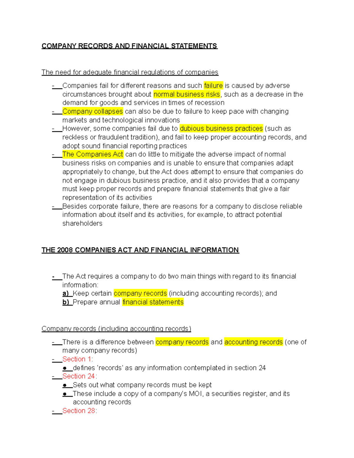 Company Records & Financial Statements - Unit 7 Overview - Studocu