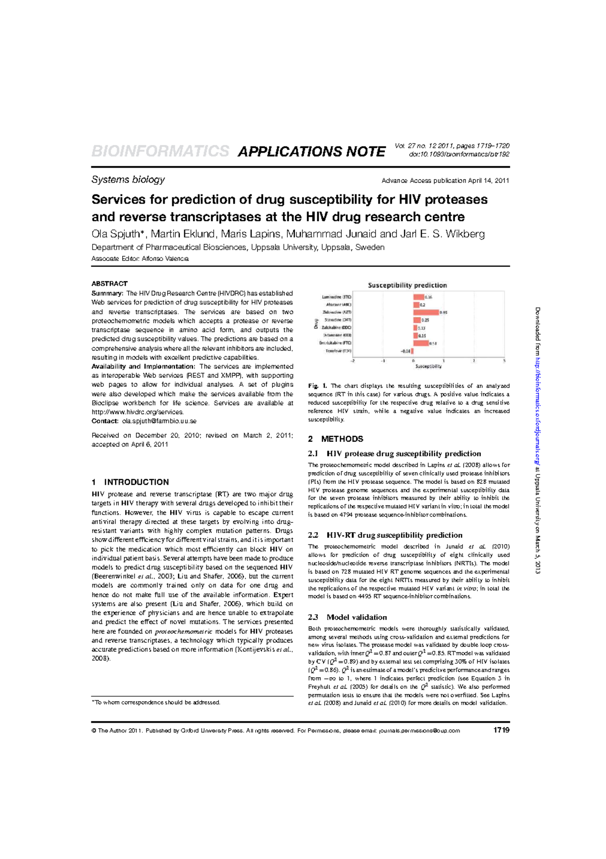 BIOINFORMATICS APPLICATIONS: Drug Susceptibility Prediction for HIV ...