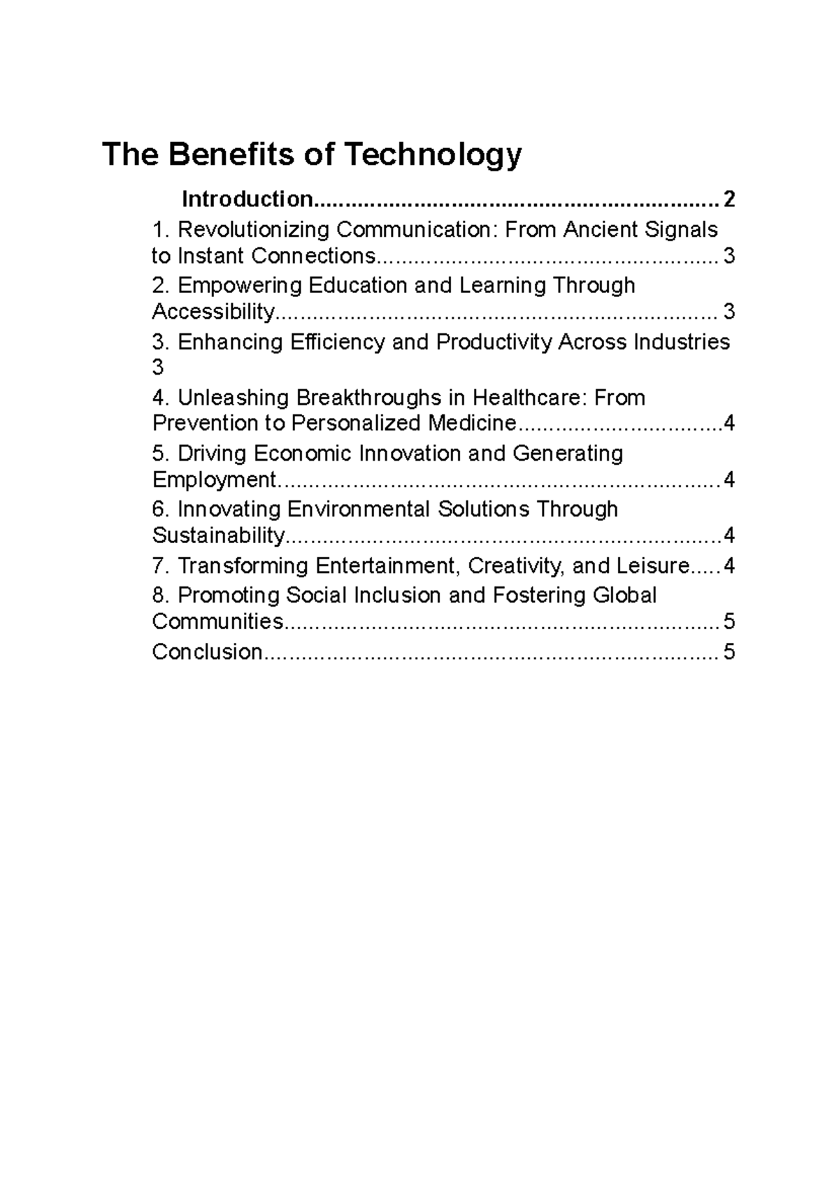 The Benefits of Technology: A Comprehensive Overview of Impacts - Studocu