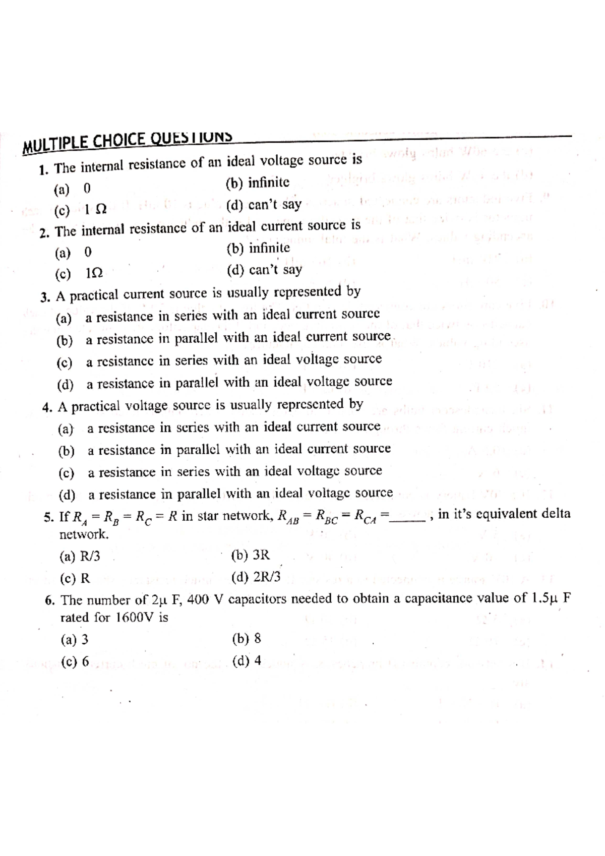 BEEE Online BITS R23 - MCQs on Circuit Analysis and Applications - Studocu