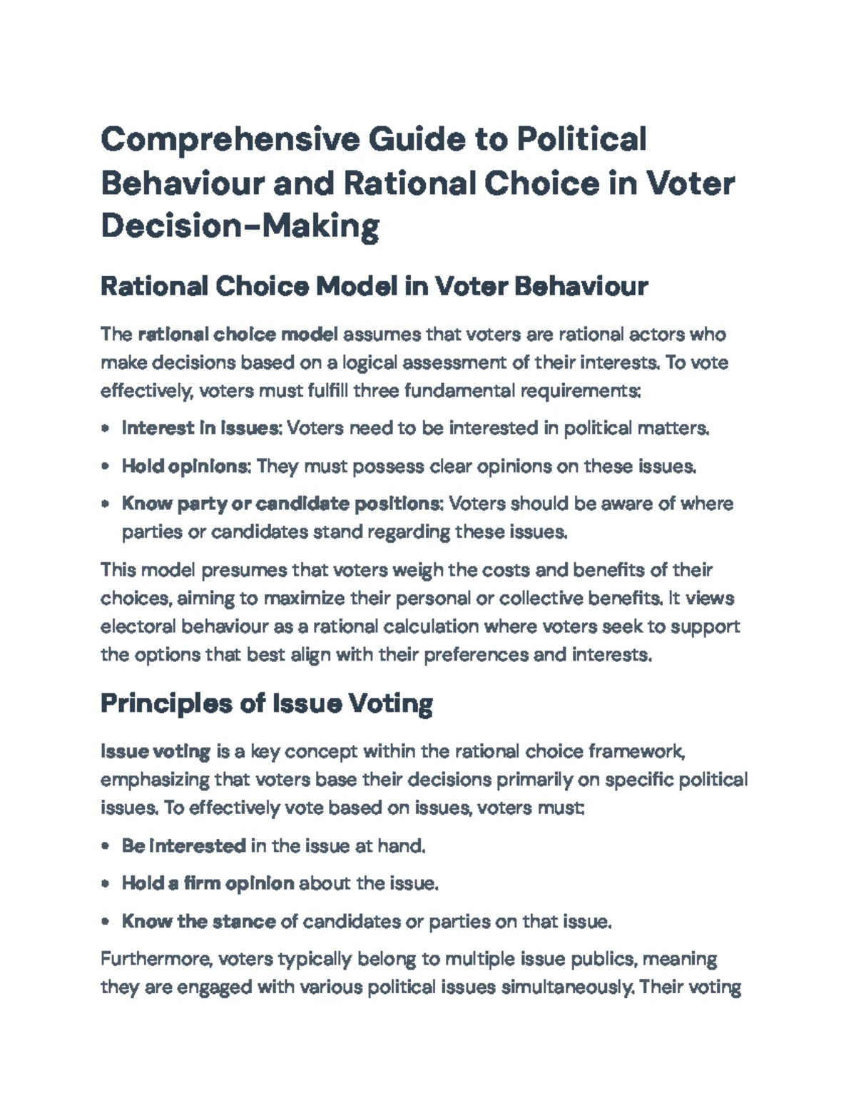 PolSci 212 A2 Lecture Notes: Political Support, Voter Behavior & Values ...