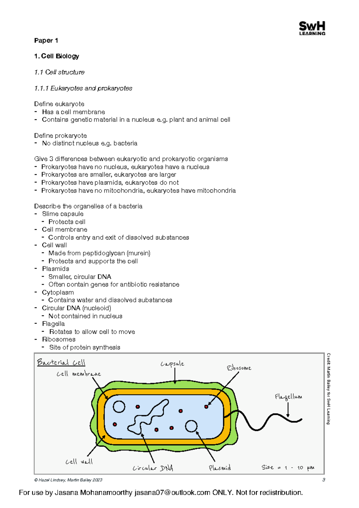 AQA GCSE Biology Triple Award: Cell Biology Revision Notes - Studocu