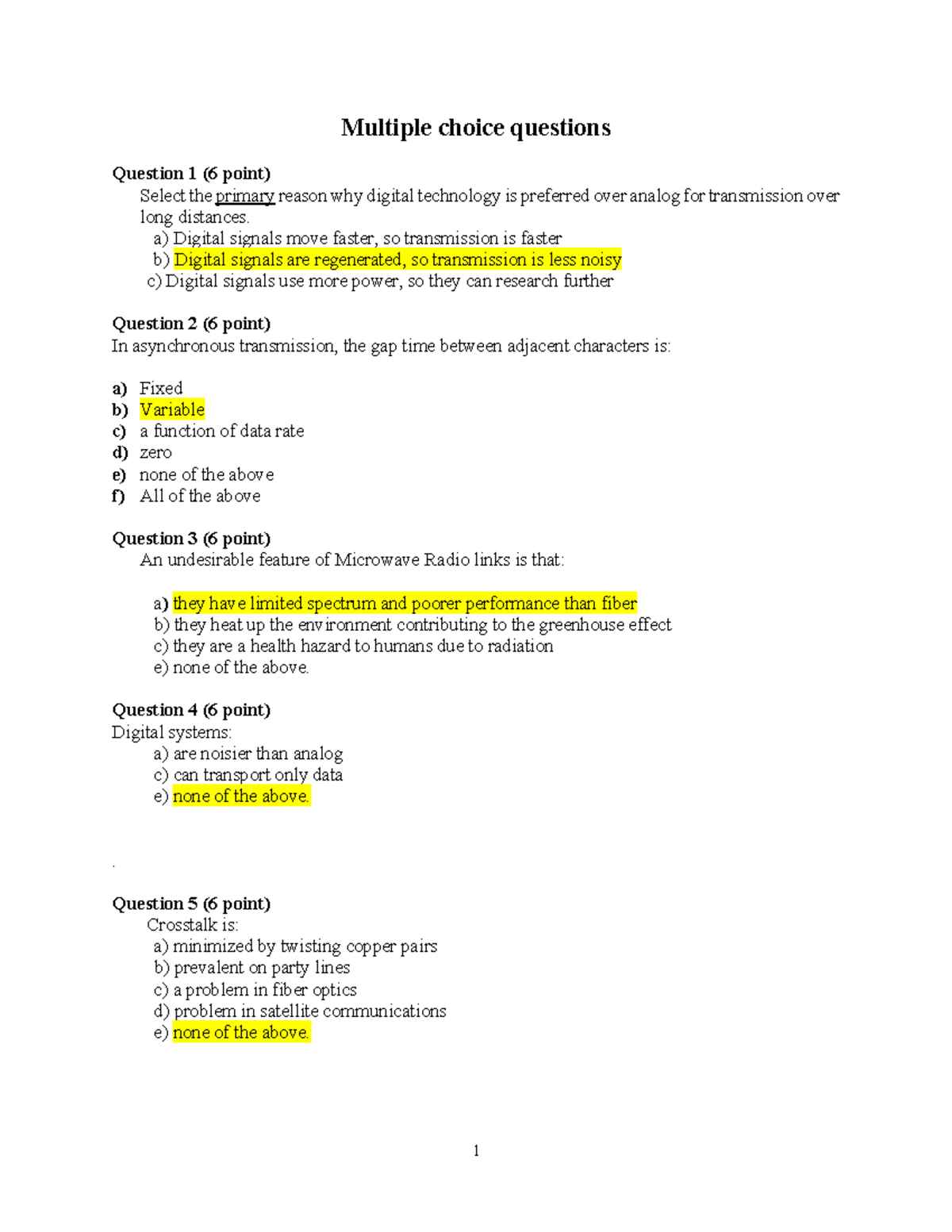 The midterm 1 solution for 2022 winter - Multiple choice questions ...