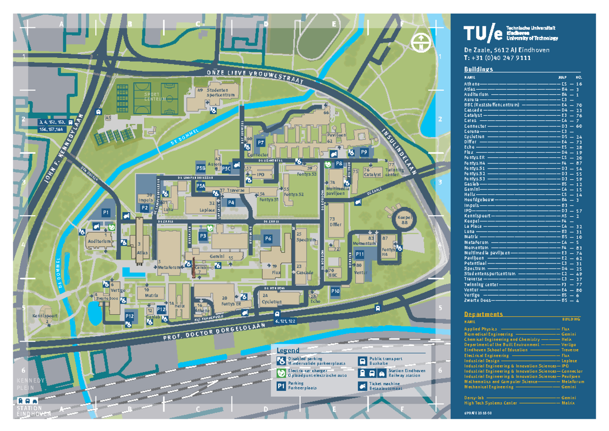 TUE Campus Map Overview & Building Guide - Update 2018 - Studeersnel