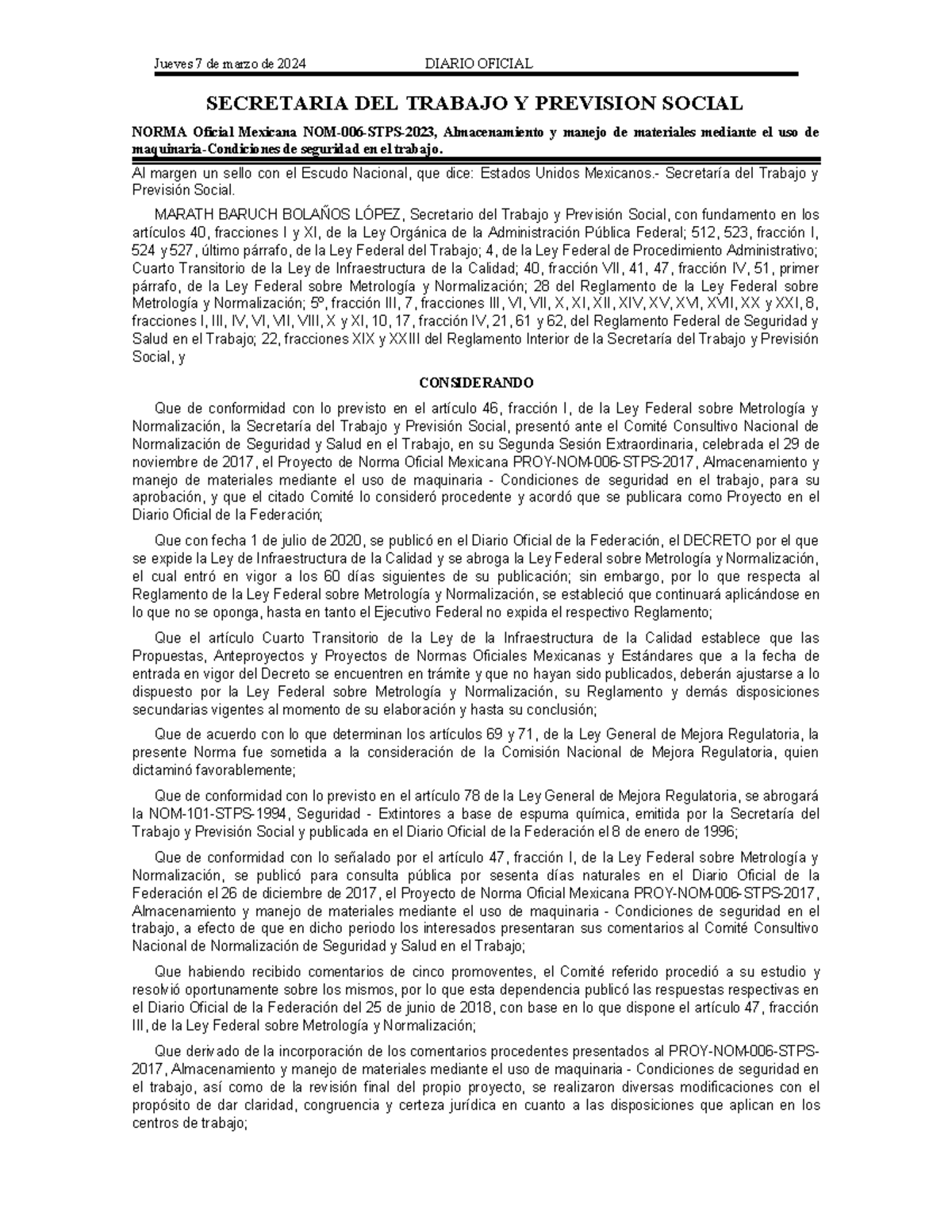 NOM 006 STPS 2023: Almacenamiento y Manejo de Materiales en el Trabajo ...