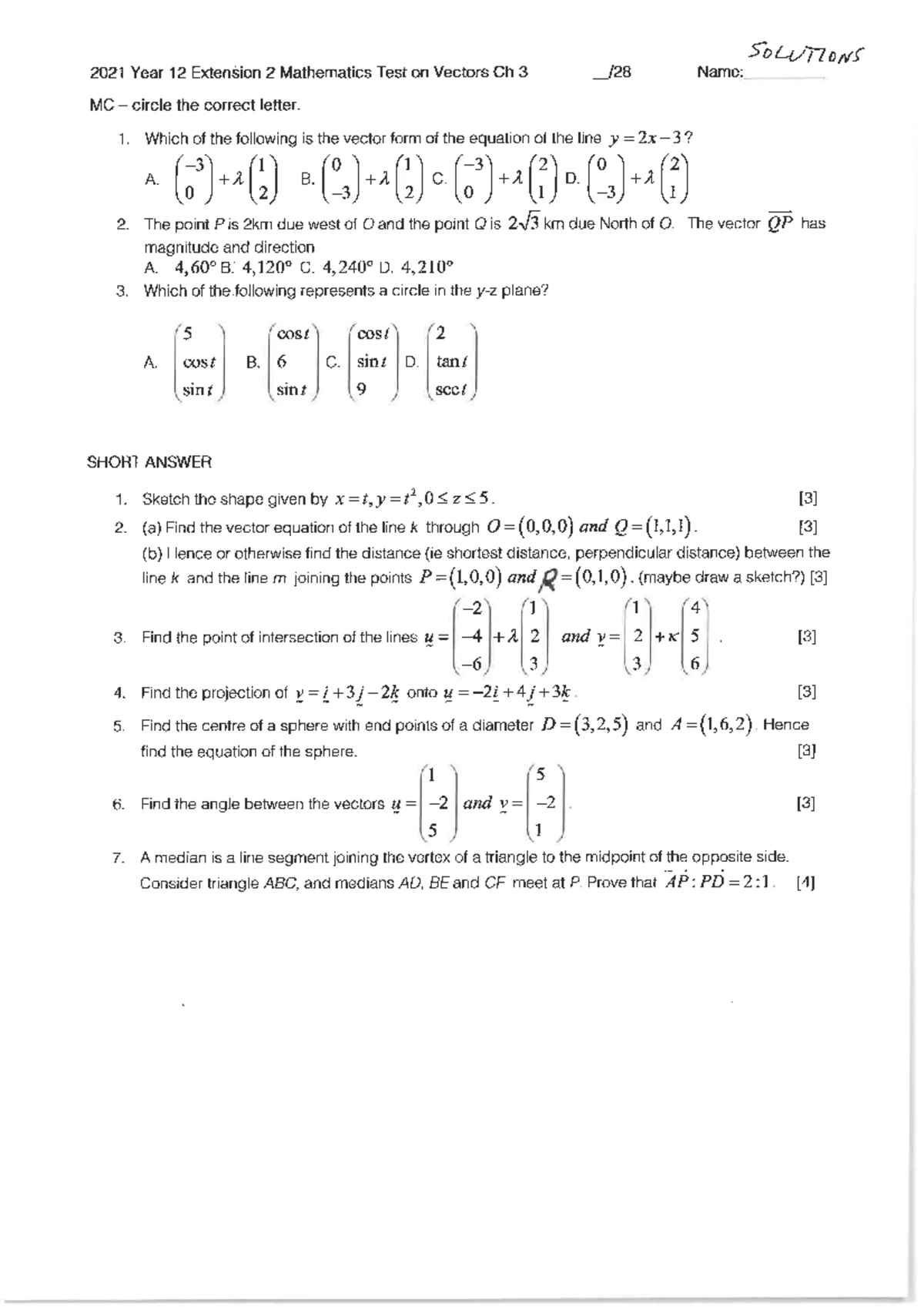 2021 Term 4 Ext 2 Test on Complex Numbers and Solutions - Studocu