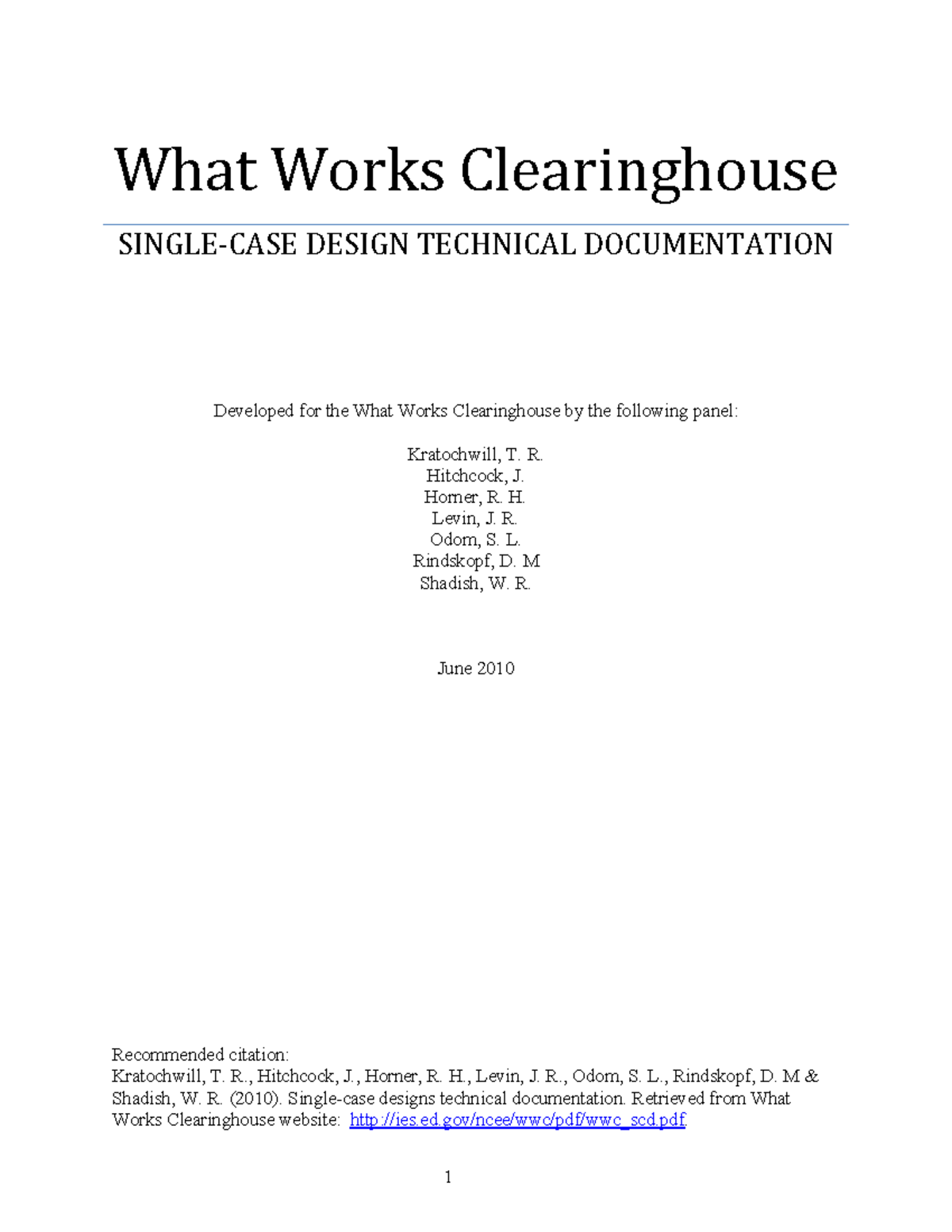 Single-Case Designs (SCD) Technical Documentation for Effective ...