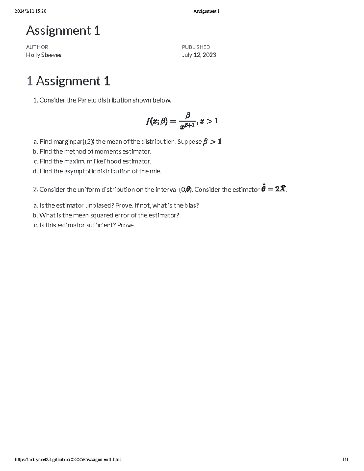 Assignment 1 - github/SS2858/Assignment1.html 1/ 1 Assignment 1 1 ...