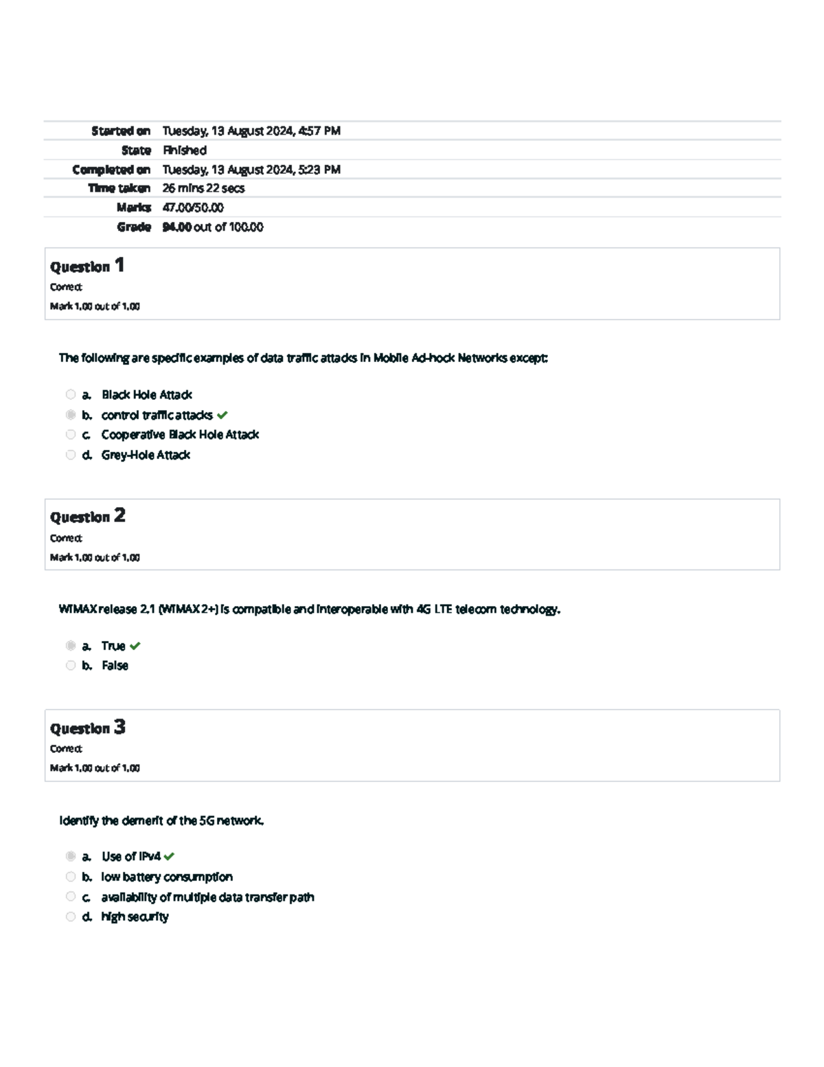 Final Review Quiz Attempt Analysis for Course Code [XXXX] - Studocu