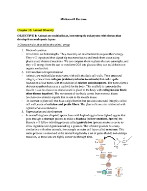 BIOL225 Chapter 1 - Notes - CHAPTER 1: ANIMAL DIVERSITY We will ...