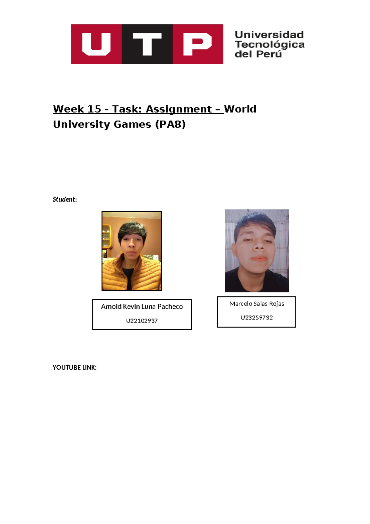 WEEK 15 INGLESDS - Ingles II - Week 15 - Task: Assignment – World ...