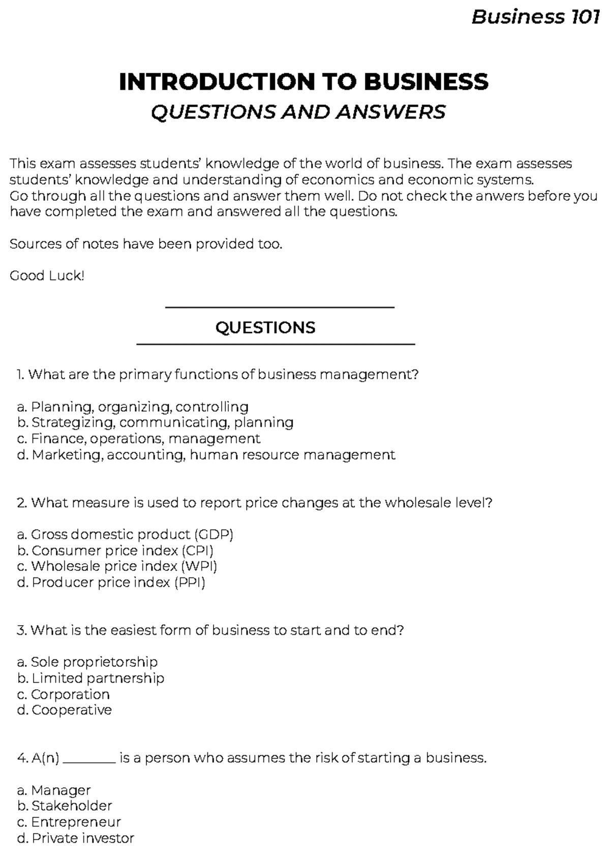 WEEK 1 Class Notes Introduction TO IF - INTRODUCTION TO INTERNATIONAL ...