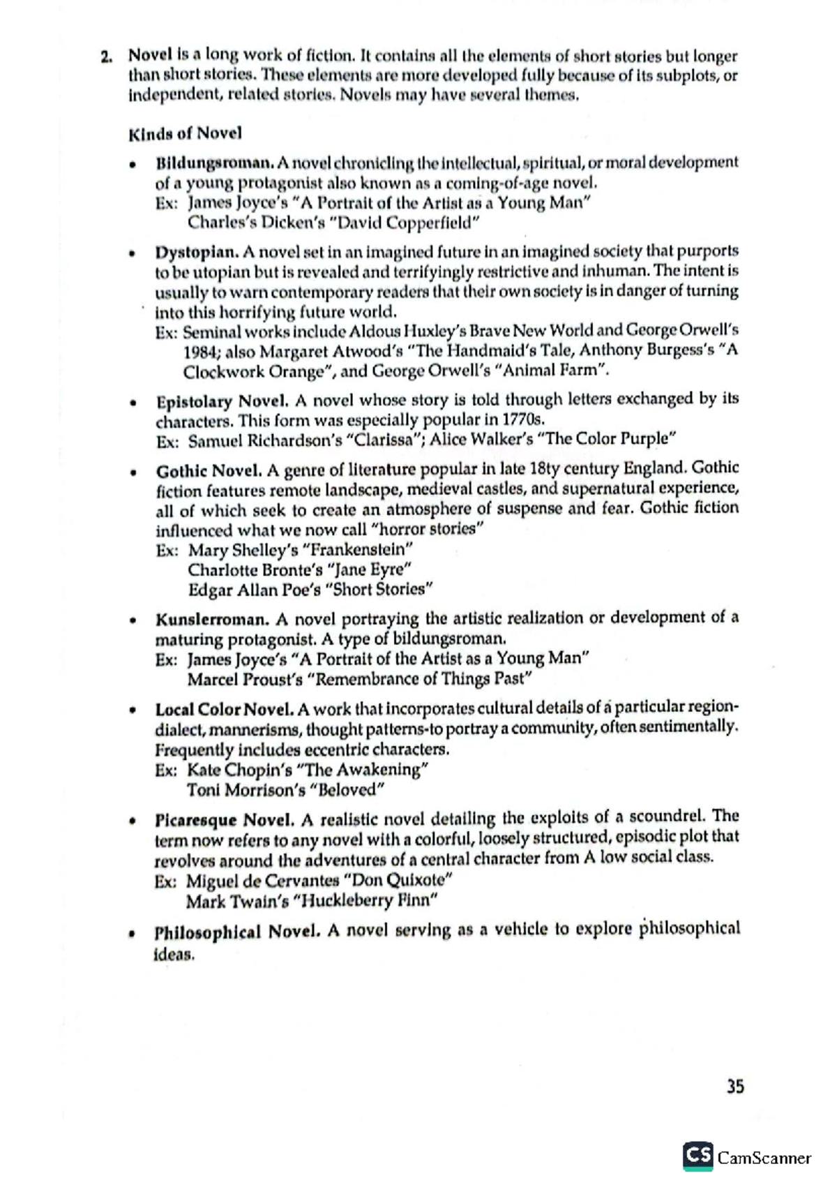 Lecture Notes on Kinds of Novels - 35 CS - Studocu