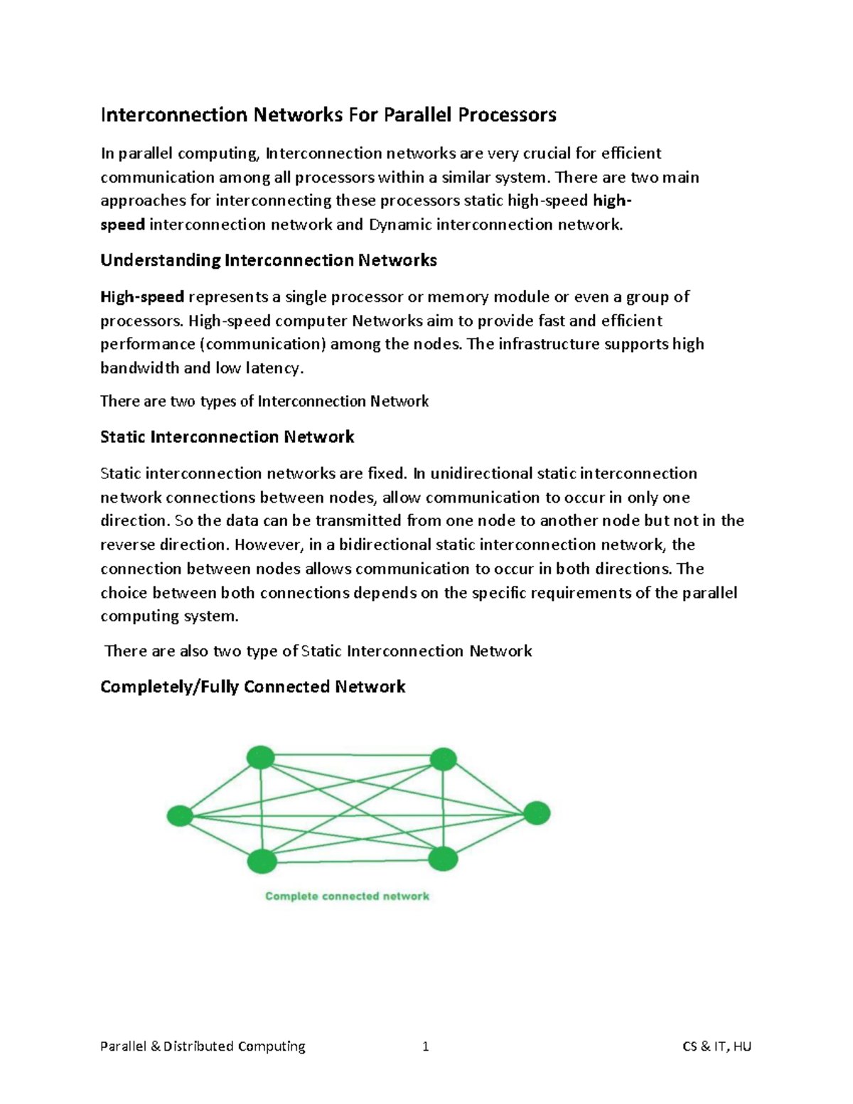 Lecture 7 - Interconnection Networks in Parallel Computing (CS IT, HU ...