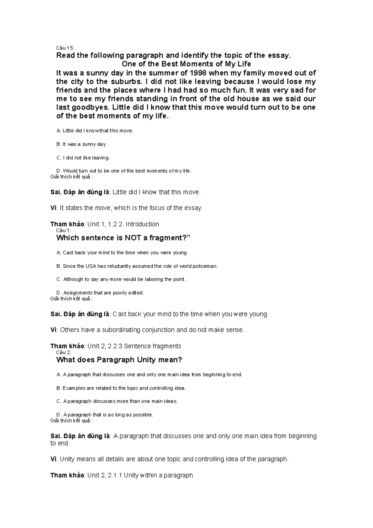 Developmental Writing 1: Understanding Paragraph Unity & Coherence ...