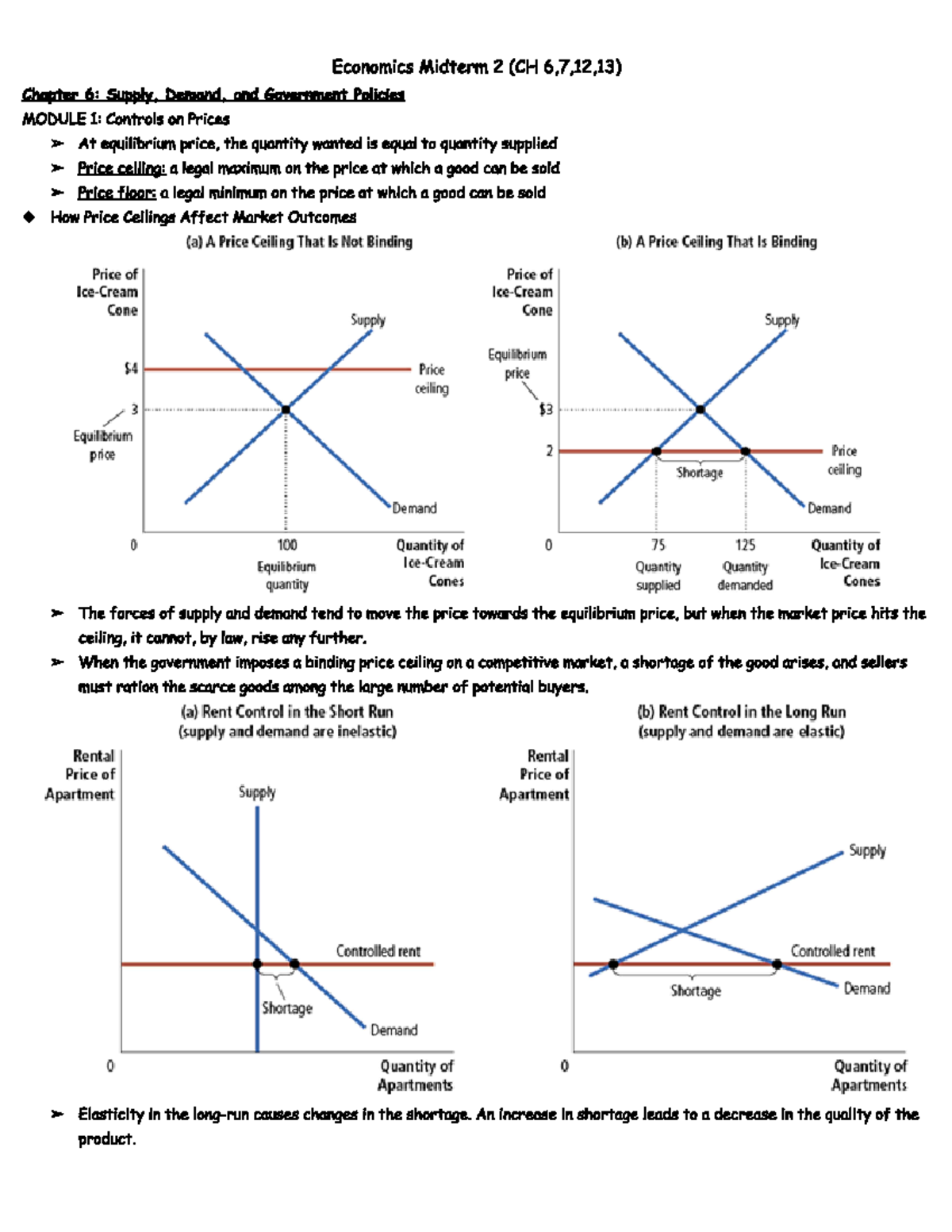 Econ 108 M2 - Study Guide - Economics Midterm 2 (CH 6,7,12,13) Chapter ...