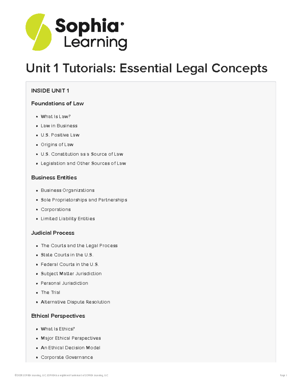 Unit 1 Tutorials: Key Legal Concepts in Business Law (BUS 101) - Studocu