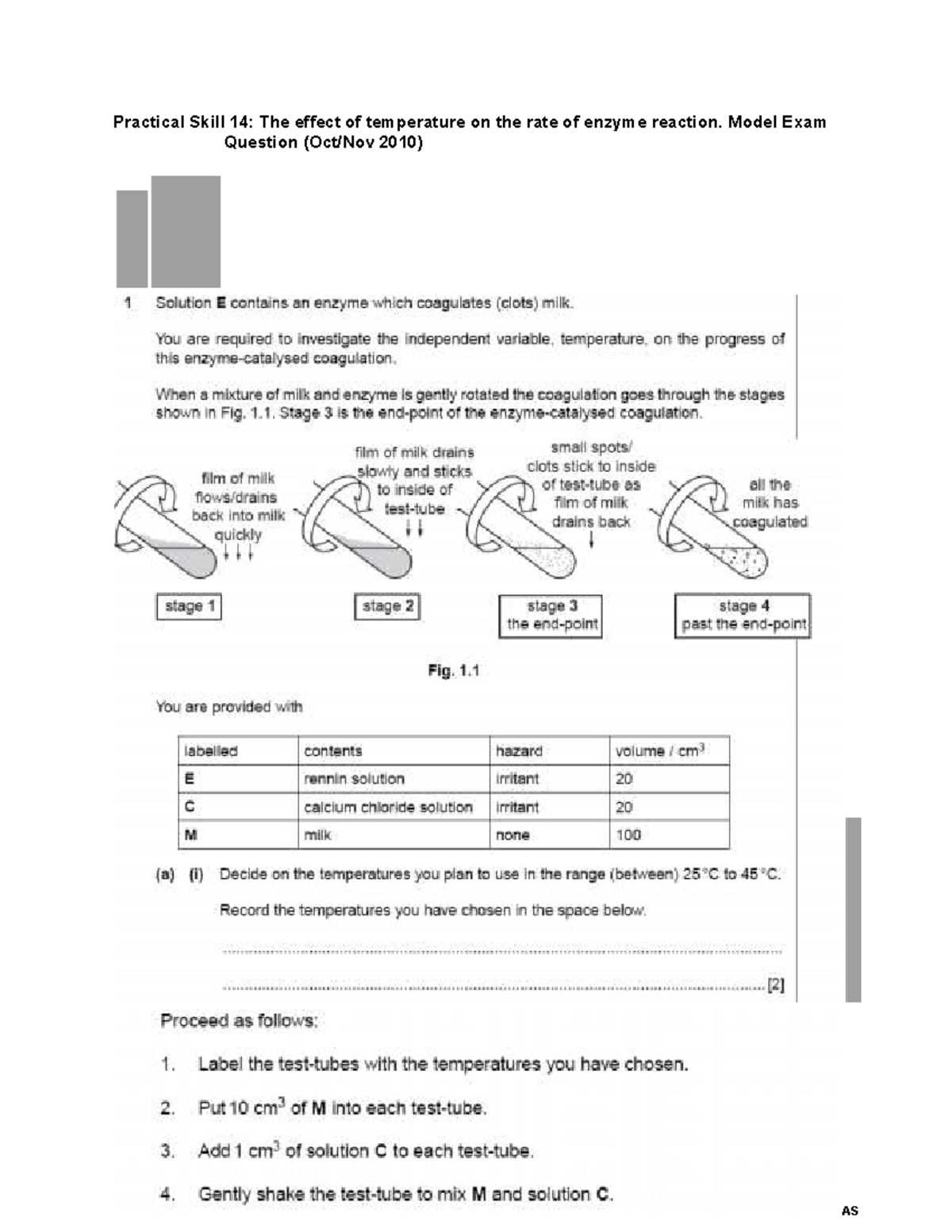 AS Lab Manual (Revised 2013): Enzyme & Membrane Practical Skills - Studocu