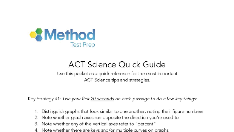 ACT Science Quick Reference: Essential Tips & Strategies - Studocu