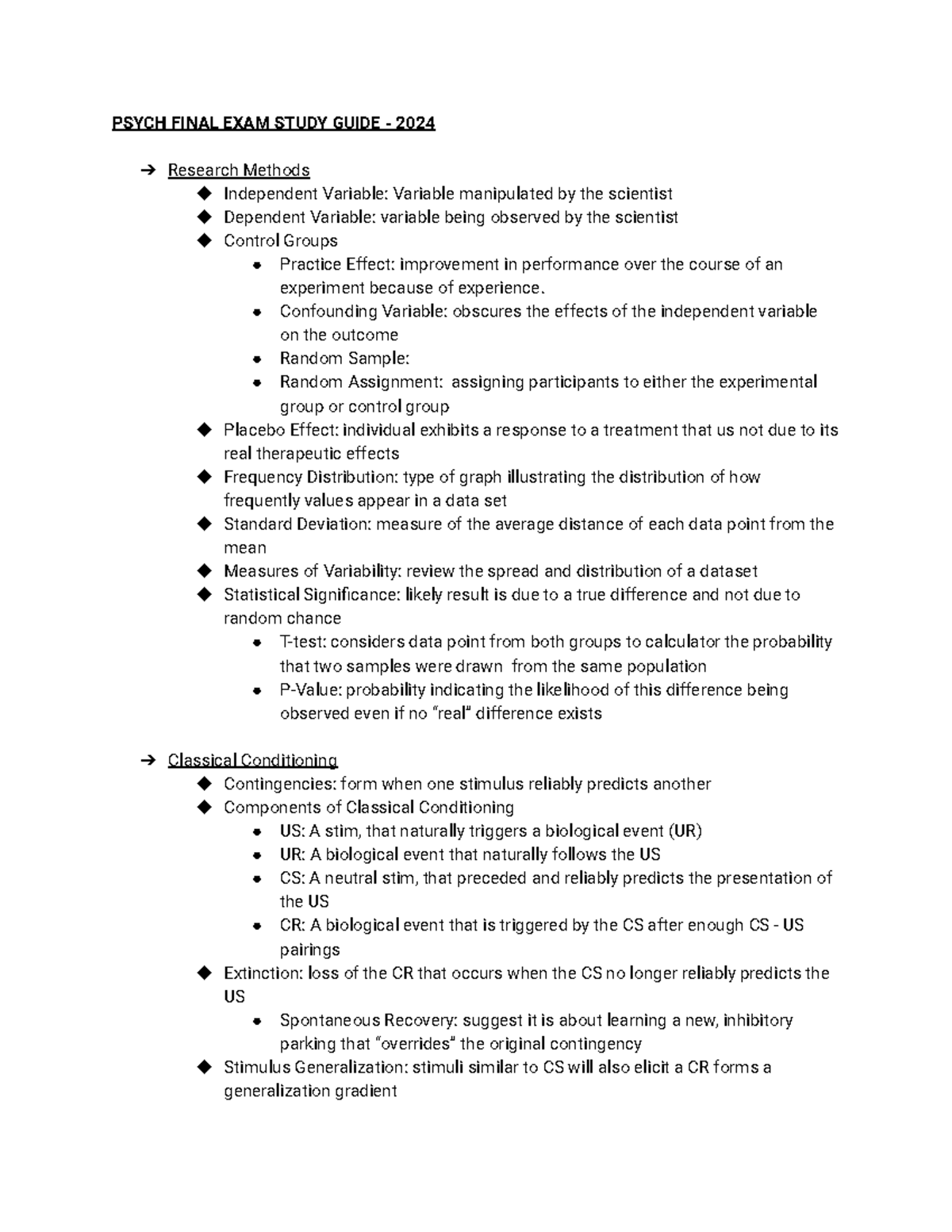 Solutions of Psych Final EXAM Study Guide - PSYCH FINAL EXAM STUDY ...