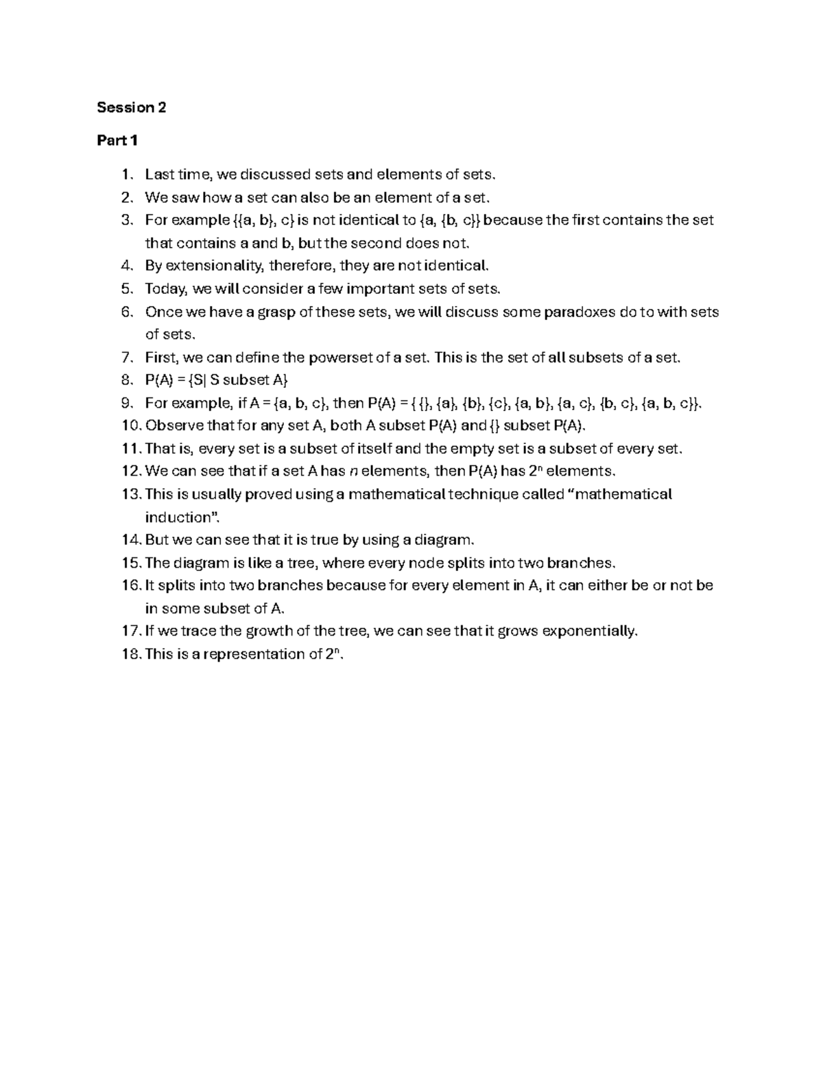 Lecture Notes: Sets, Paradoxes & Elements (Session 2 & 3) - Studocu