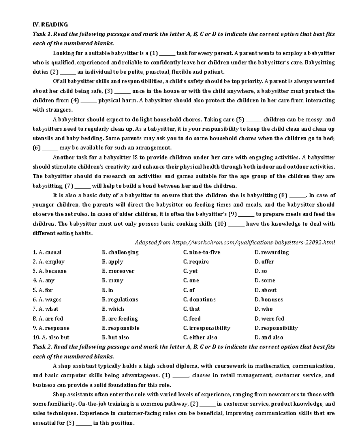 Unit 5 Grammar IV - Reading Comprehension and Job Skills - Studocu