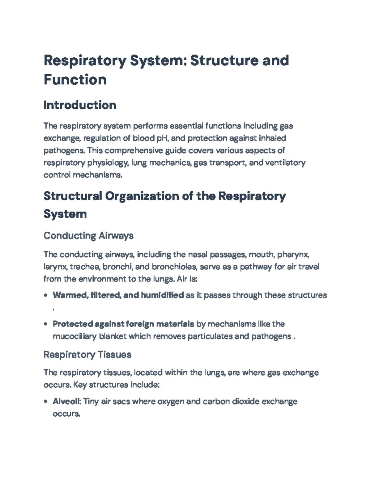 Respiratory System: Structure, Function, and Mechanisms Overview ...