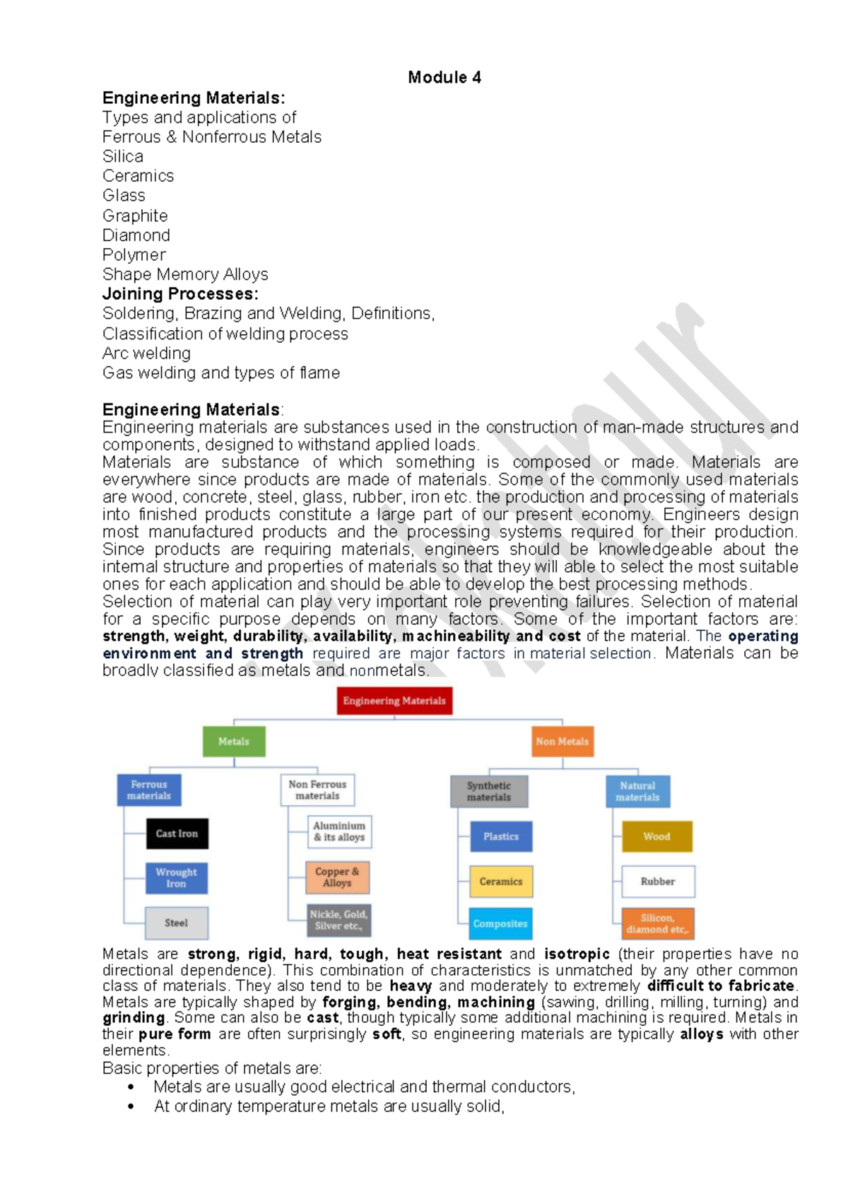 Module 4-1 Engineering Materials: Ferrous & Nonferrous Metals and ...