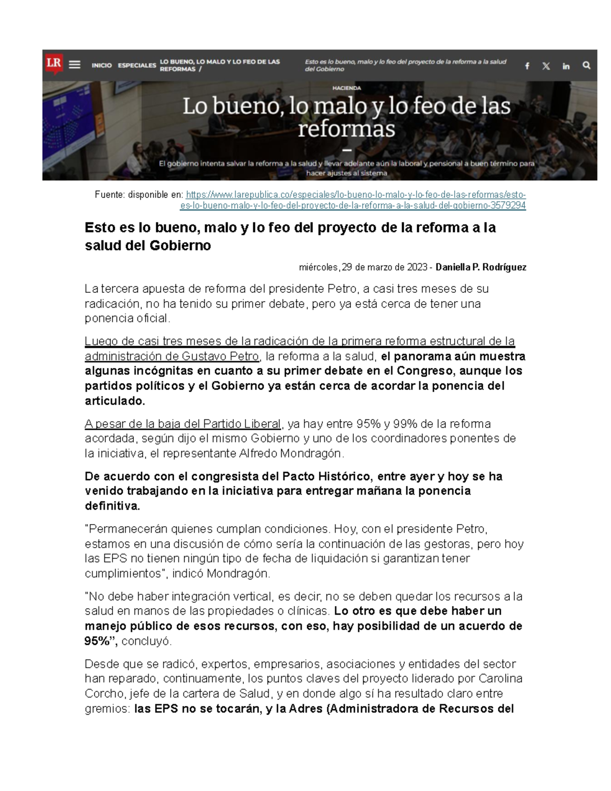 Lo Bueno, Malo y Feo de la Reforma a la Salud - SGSSS 2026 - Studocu