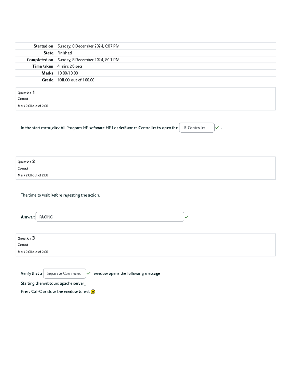 Load Testing Pre-Final Quiz 1 Review: Attempt Summary - Studocu