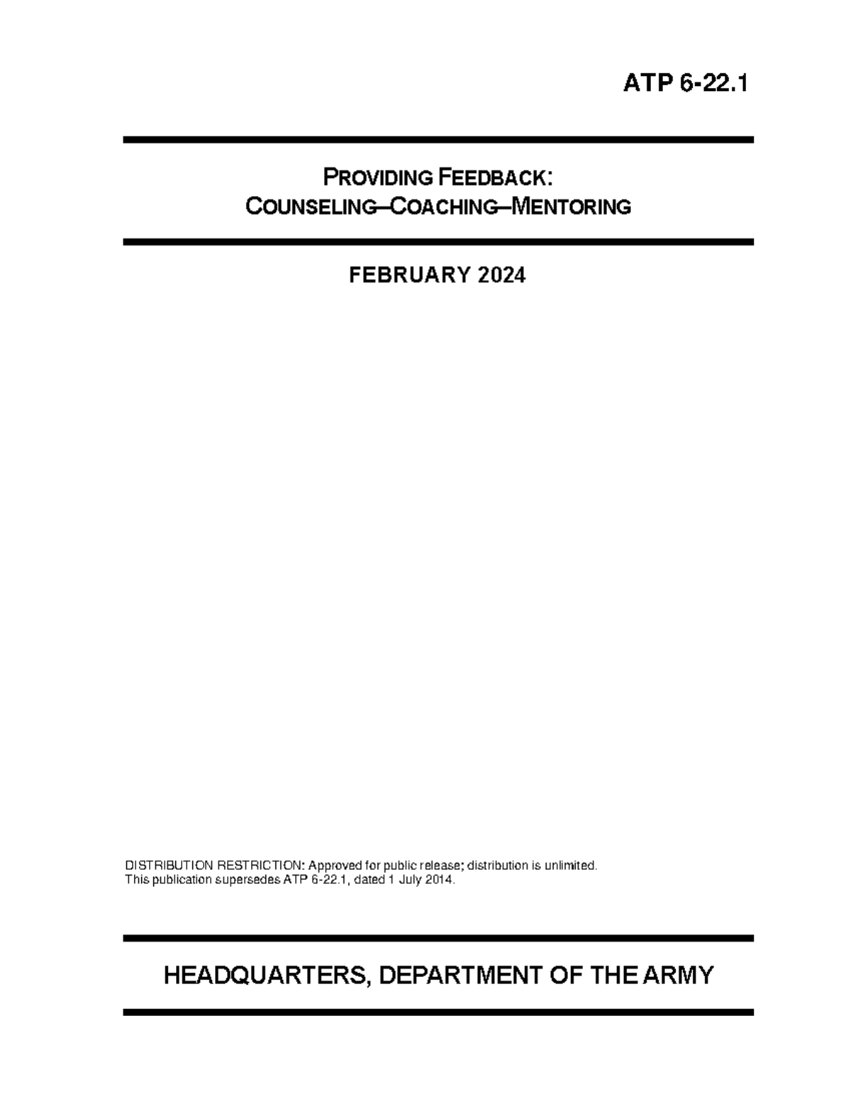 Effective Counseling and Coaching Strategies in Army Leadership (ATP 6 ...