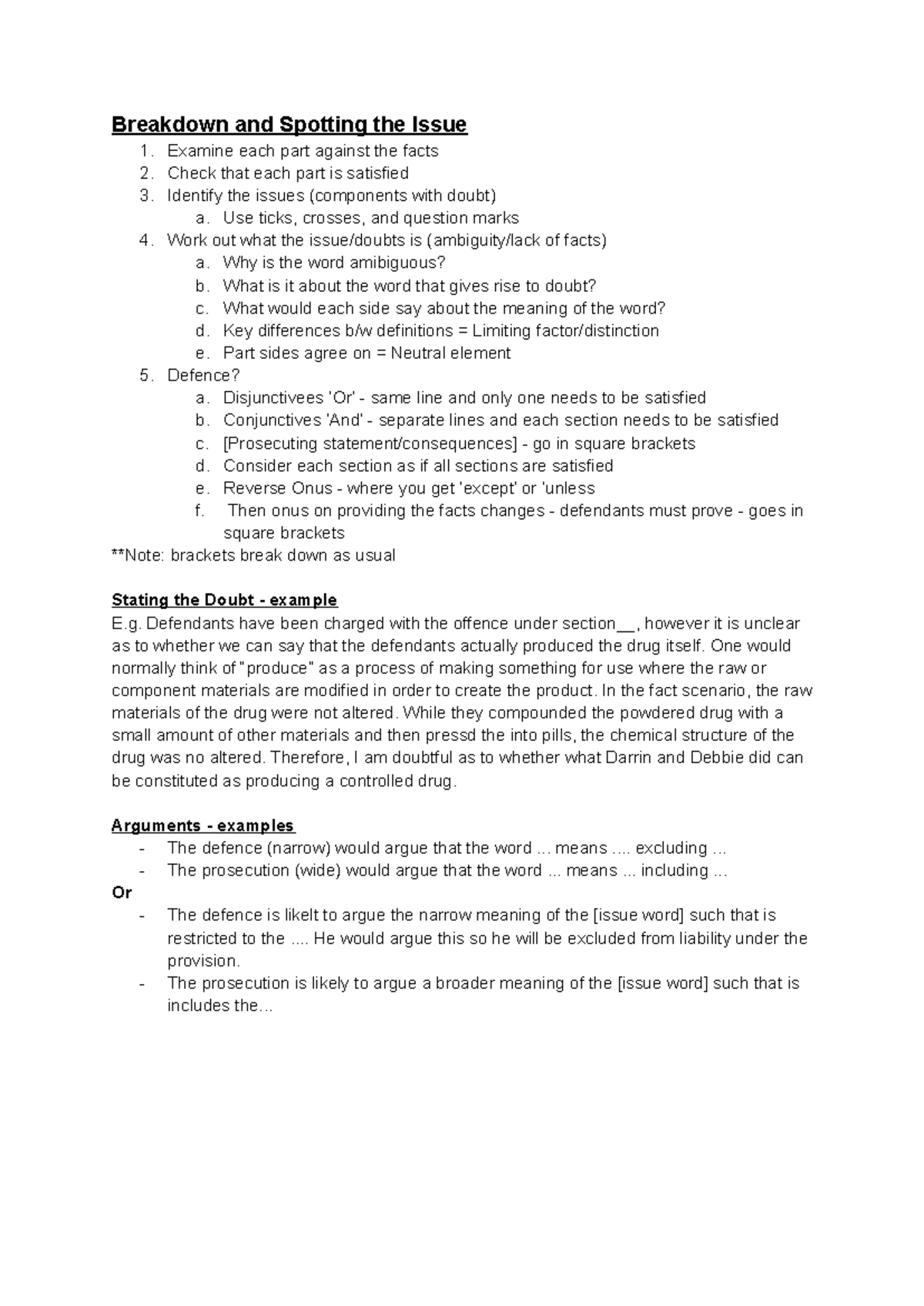 LAWS123 Final Exam Cheat Sheet: Analyzing Legal Issues and Arguments ...