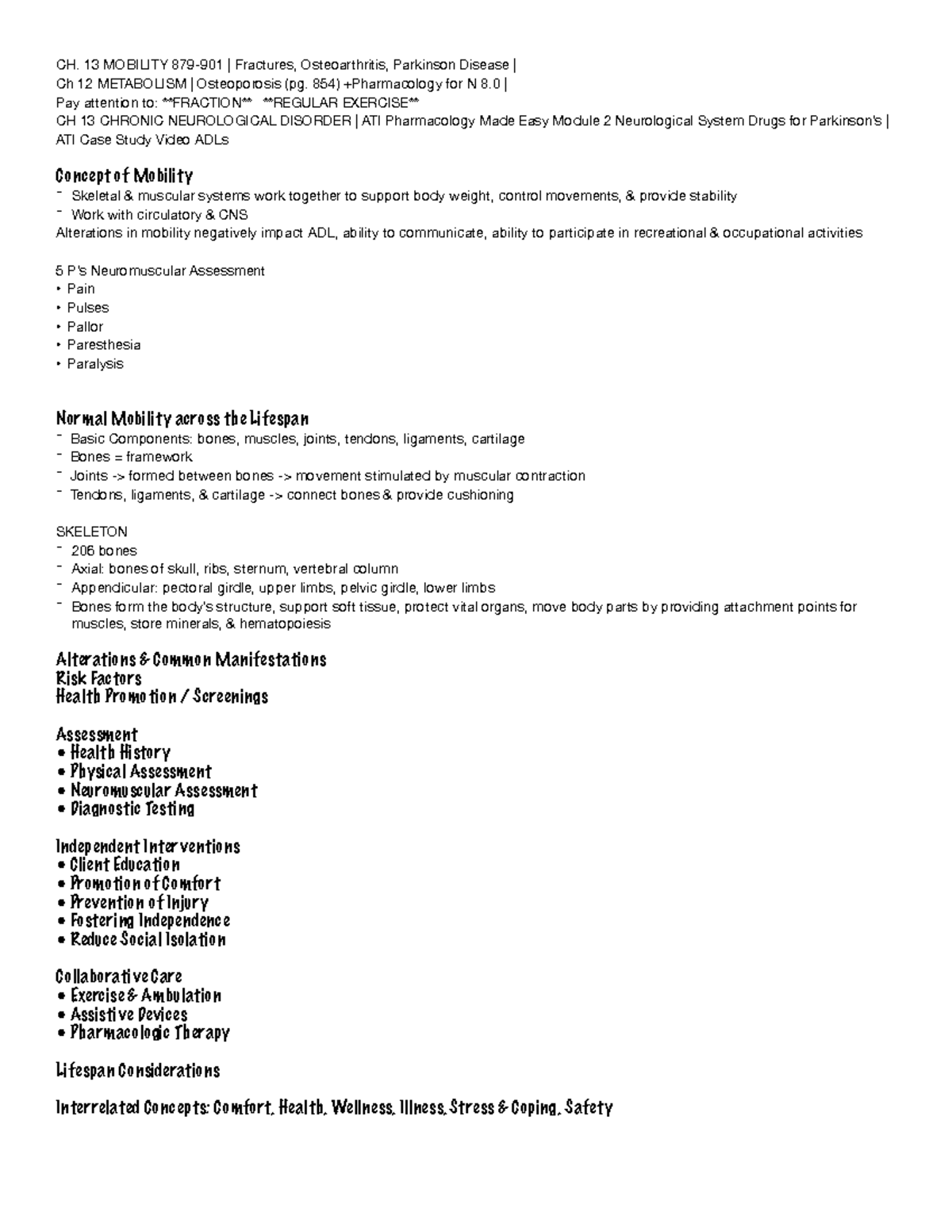 Concept 5: Mobility - Understanding Fractures & Chronic Disorders ...