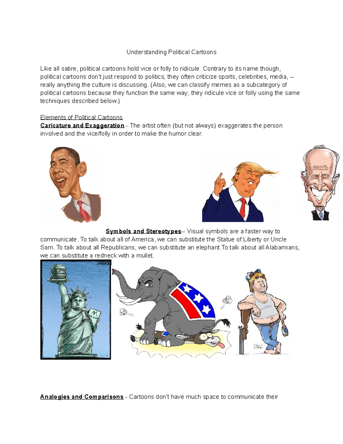 Political Cartoon Analysis: Understanding Satire and Culture - Studocu