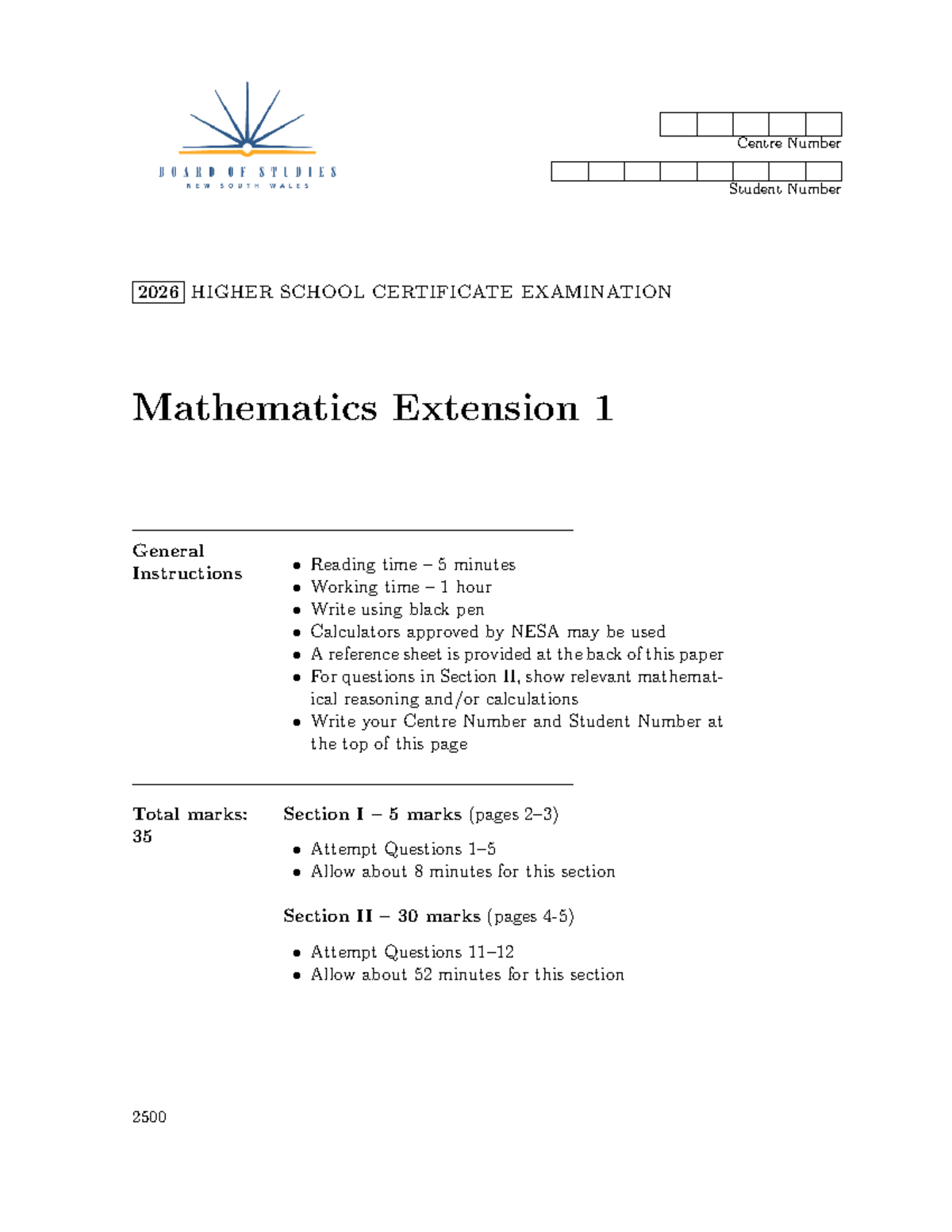 Mathematics Extension 1 Exam 2026: Functions & Polynomials - Studocu