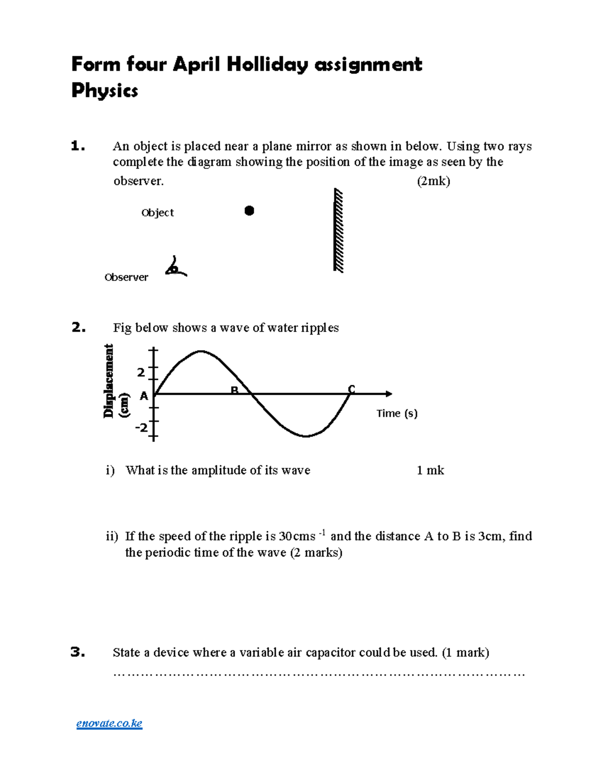 F4 Physics April Assignment: Wave Properties & Electrostatics - Studocu