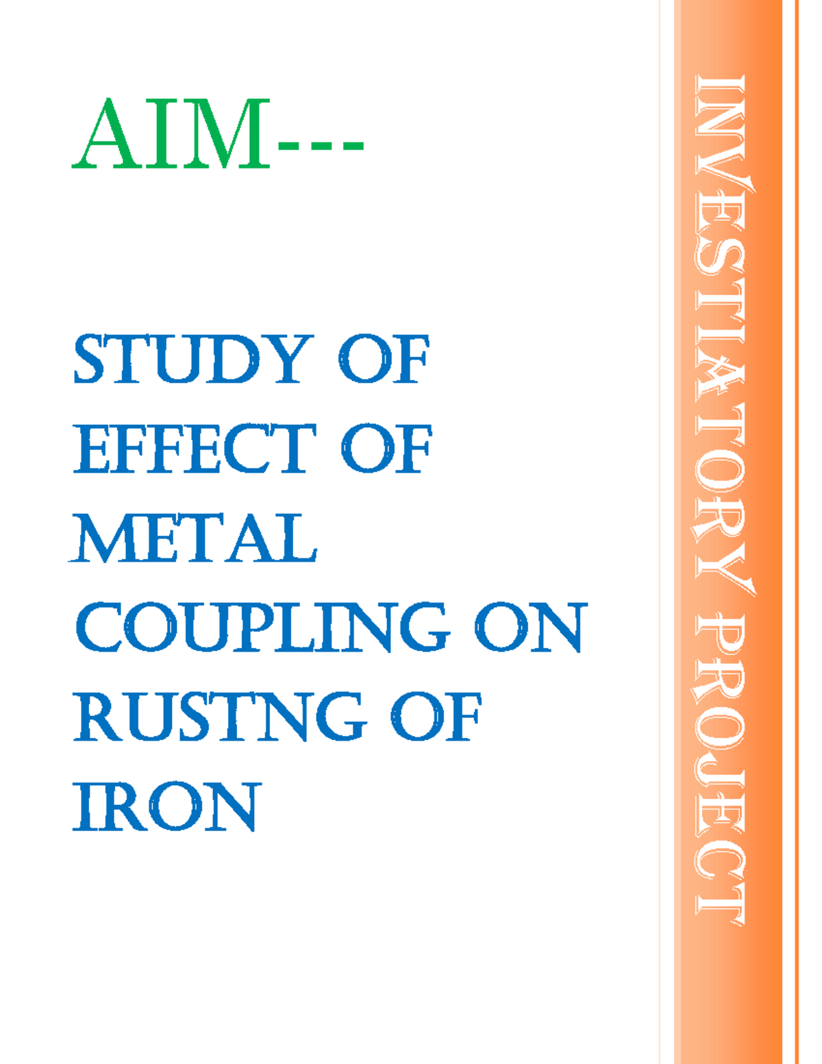 Rusting Of Iron Project