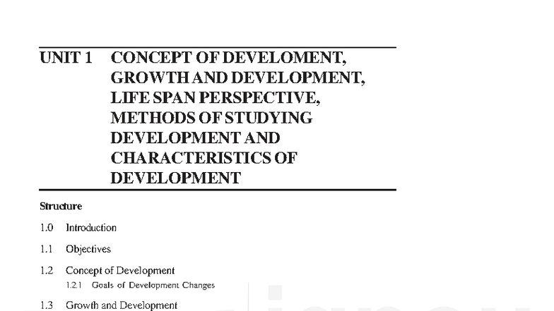 MPC 2: Unit 1 - Concept of Development, Growth, and Life Span ...