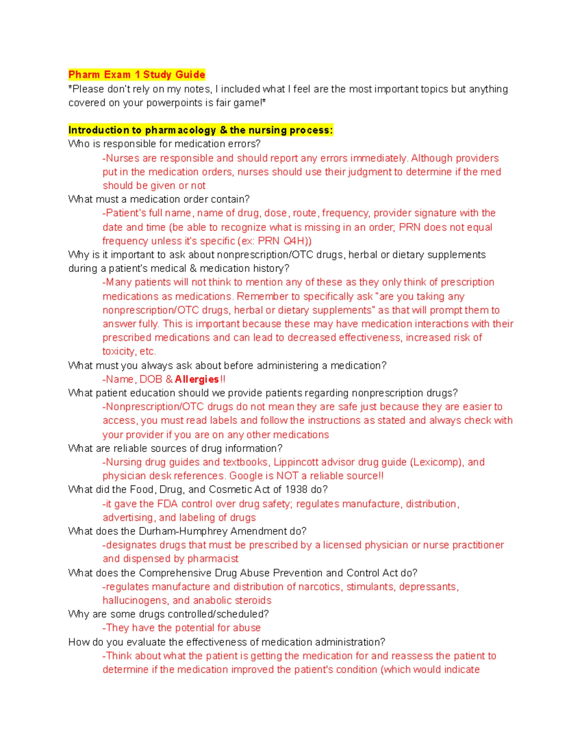 Pharm 101: Exam 1 Practice Questions and Answers (Spring 25) - Studocu