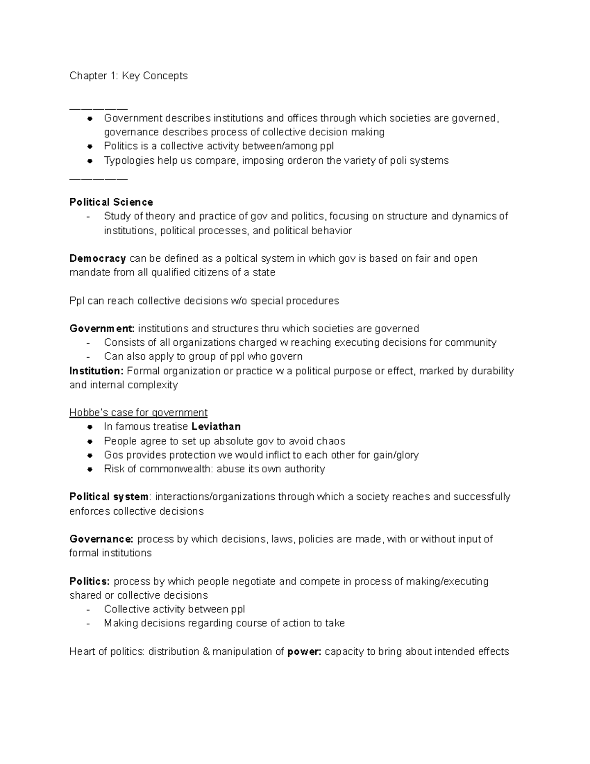 Chapter 1 Key Concepts in Comparative Politics: Overview and ...
