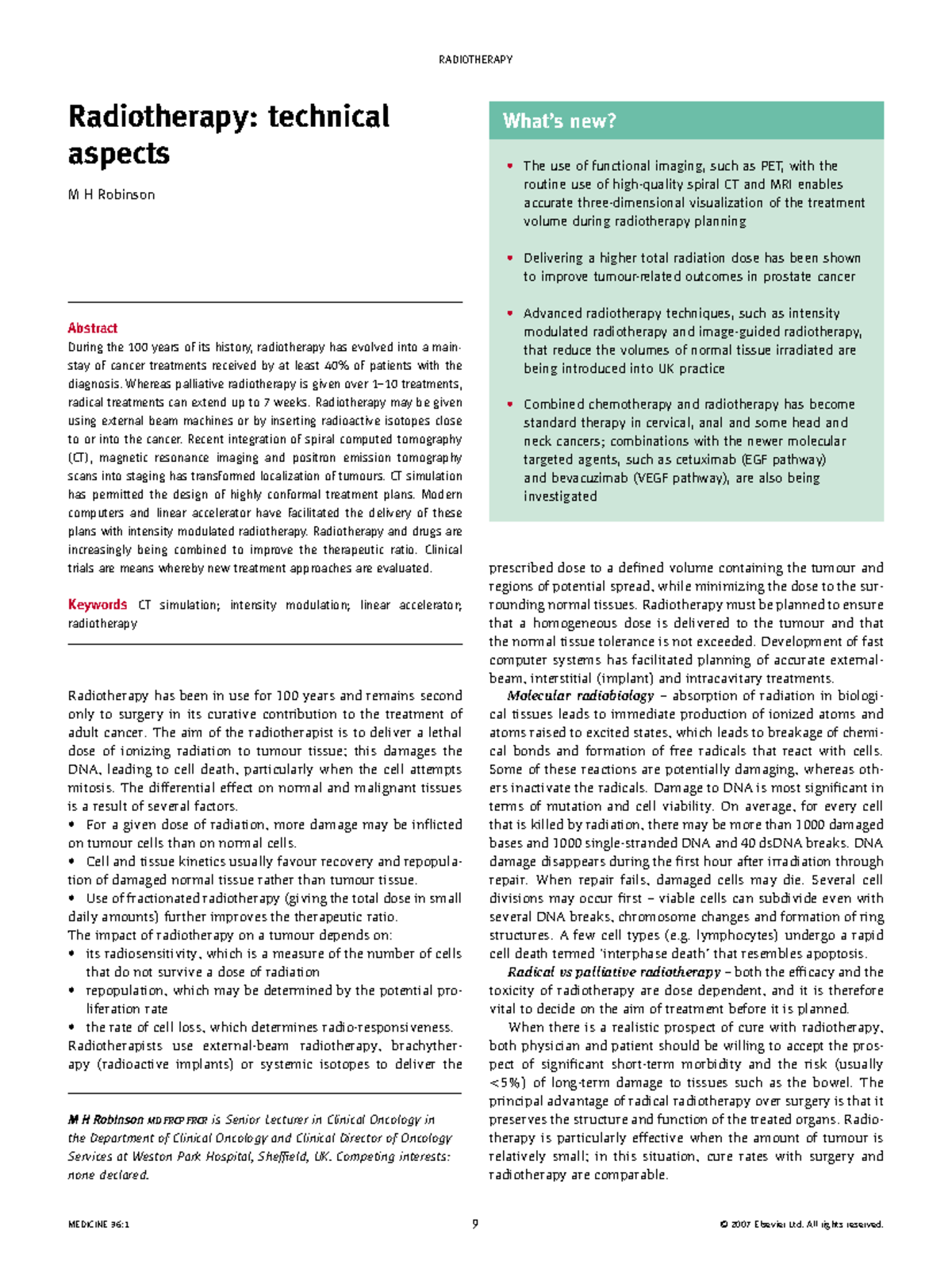 Radiotherapy Techniques: Advances in Imaging and Treatment Planning ...