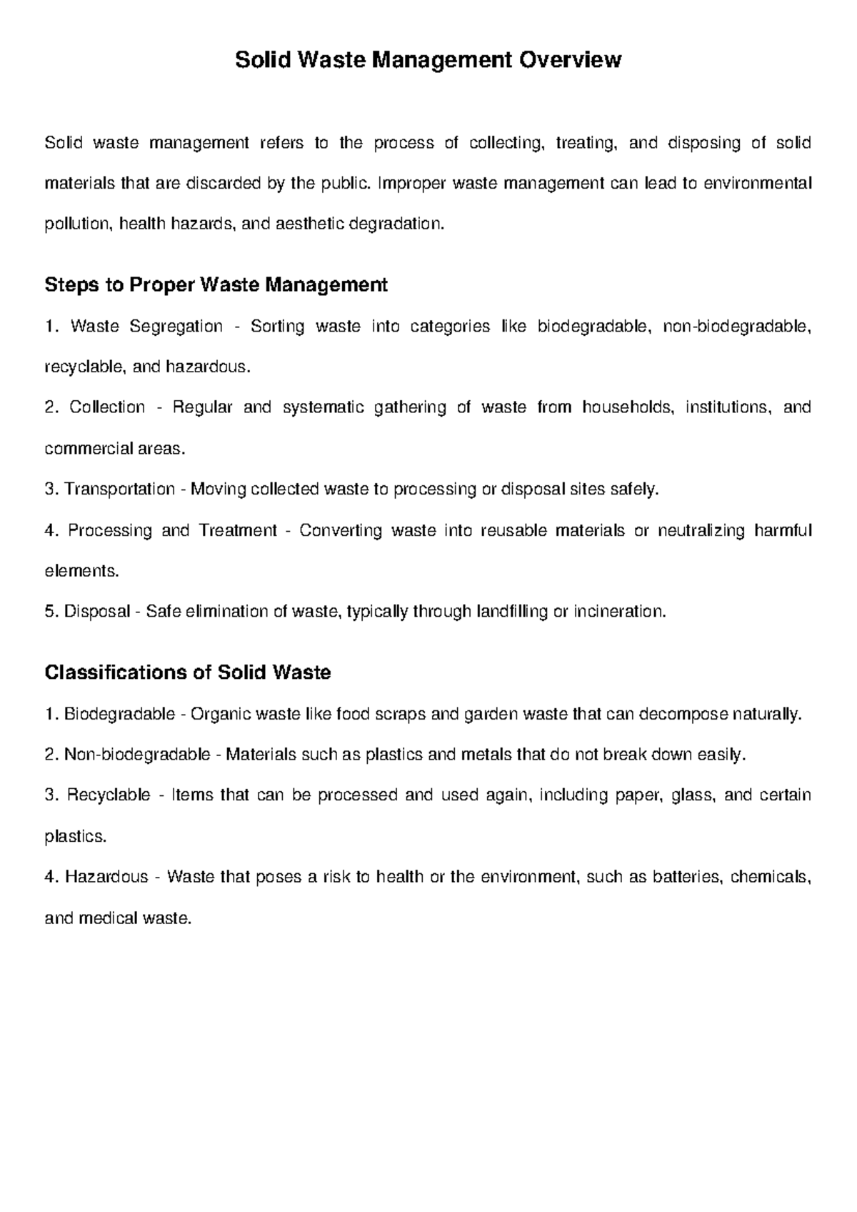 SWM 101: Overview of Solid Waste Management Processes and ...