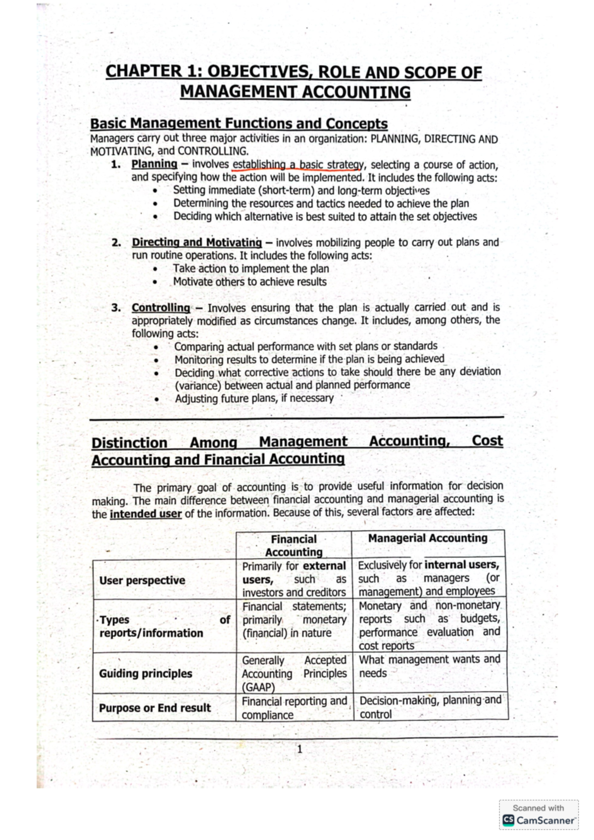 MAS 101: Chapter 1 - Objectives, Role & Scope of Management Accounting ...