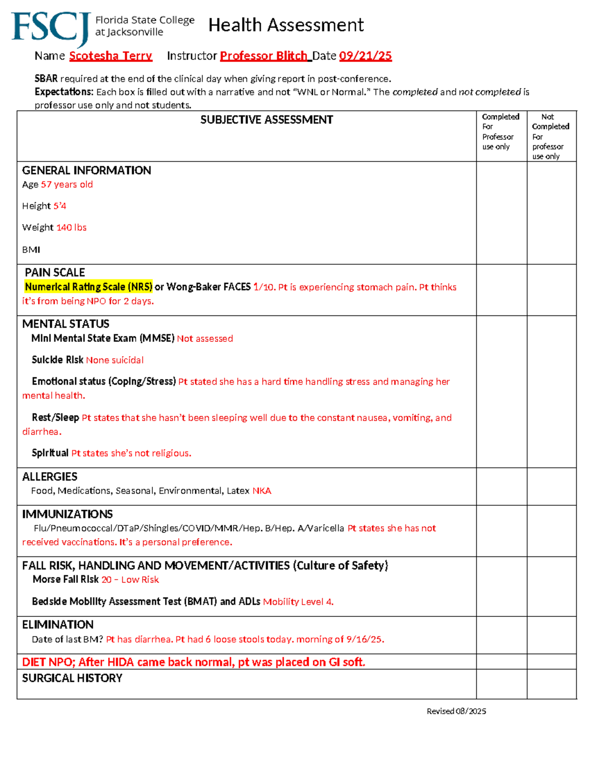 Health Assessment Clinical 4: SBAR Report and Patient Evaluation - Studocu