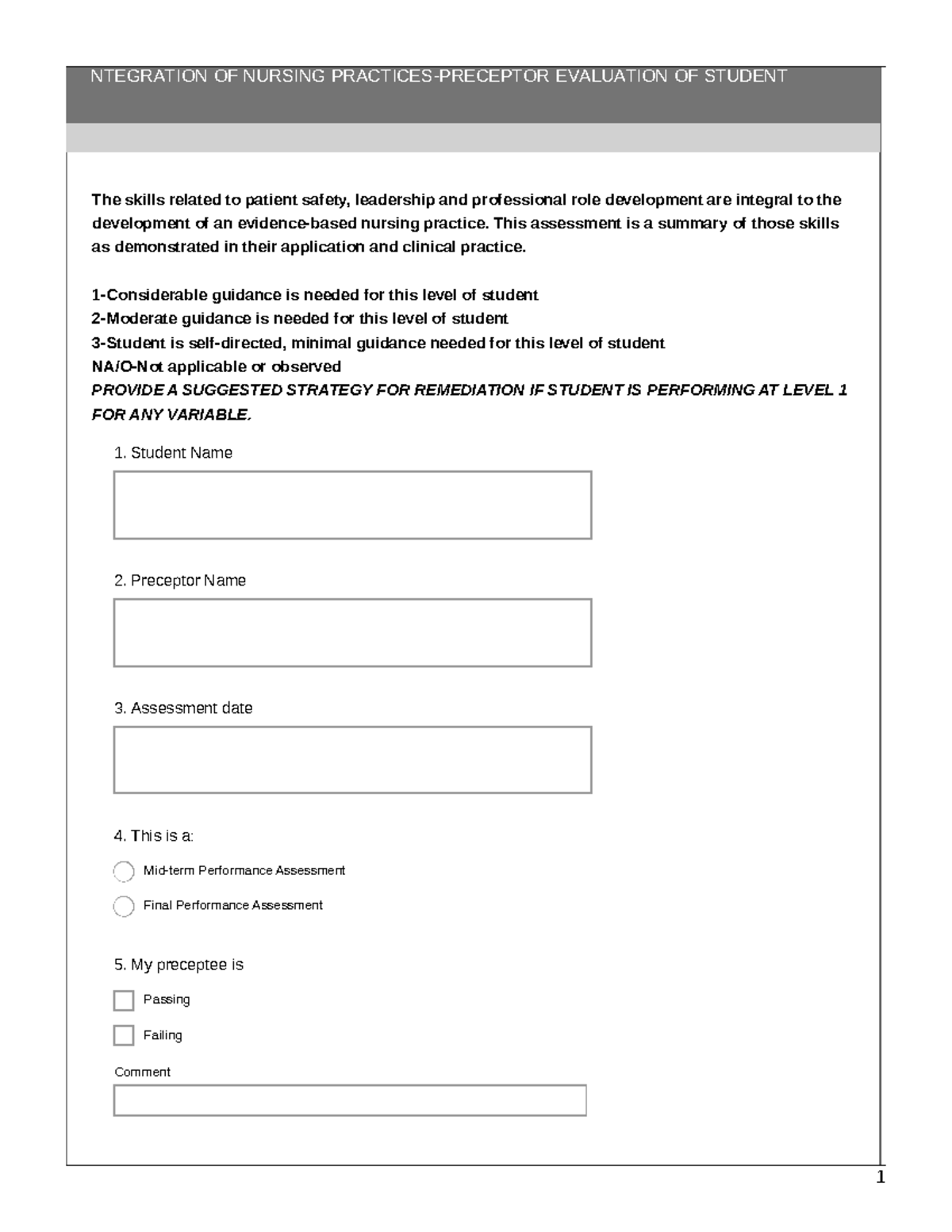 Preceptor Assessment: Evaluating Nursing Skills in Patient Safety ...