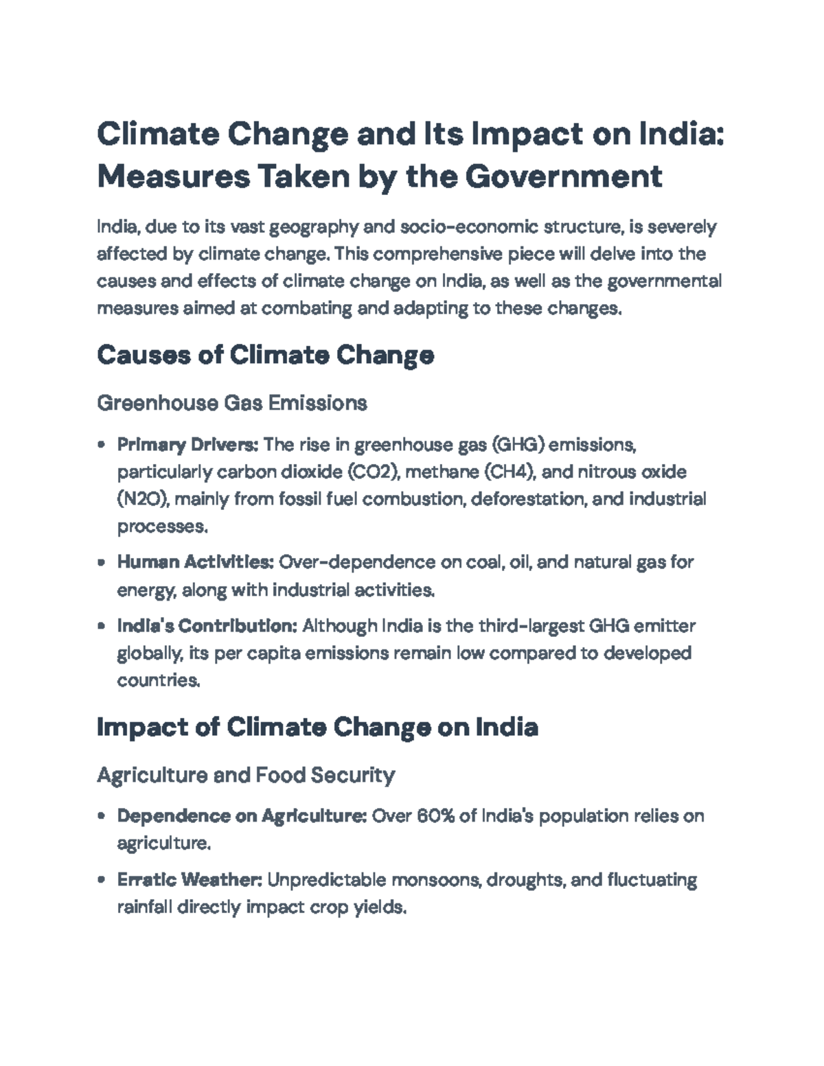 Climate Change and Its Impact on India: Gov. Measures & Challenges ...