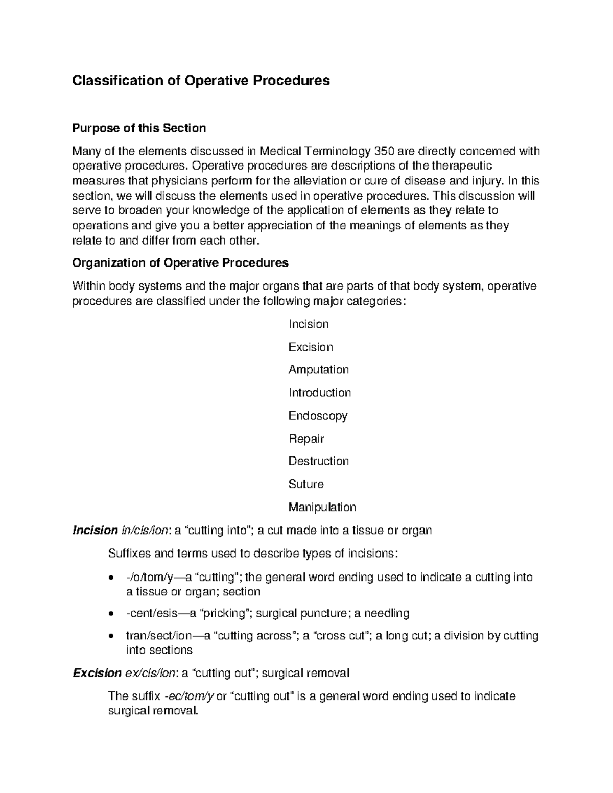 Module 16.7: Medical Terms in Operative Procedures - Studocu