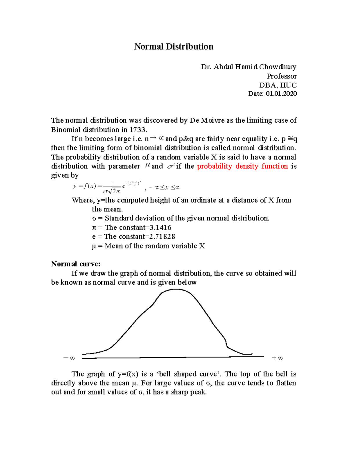 Normal Distribution Overview and Properties - DBA Course Notes - Studocu